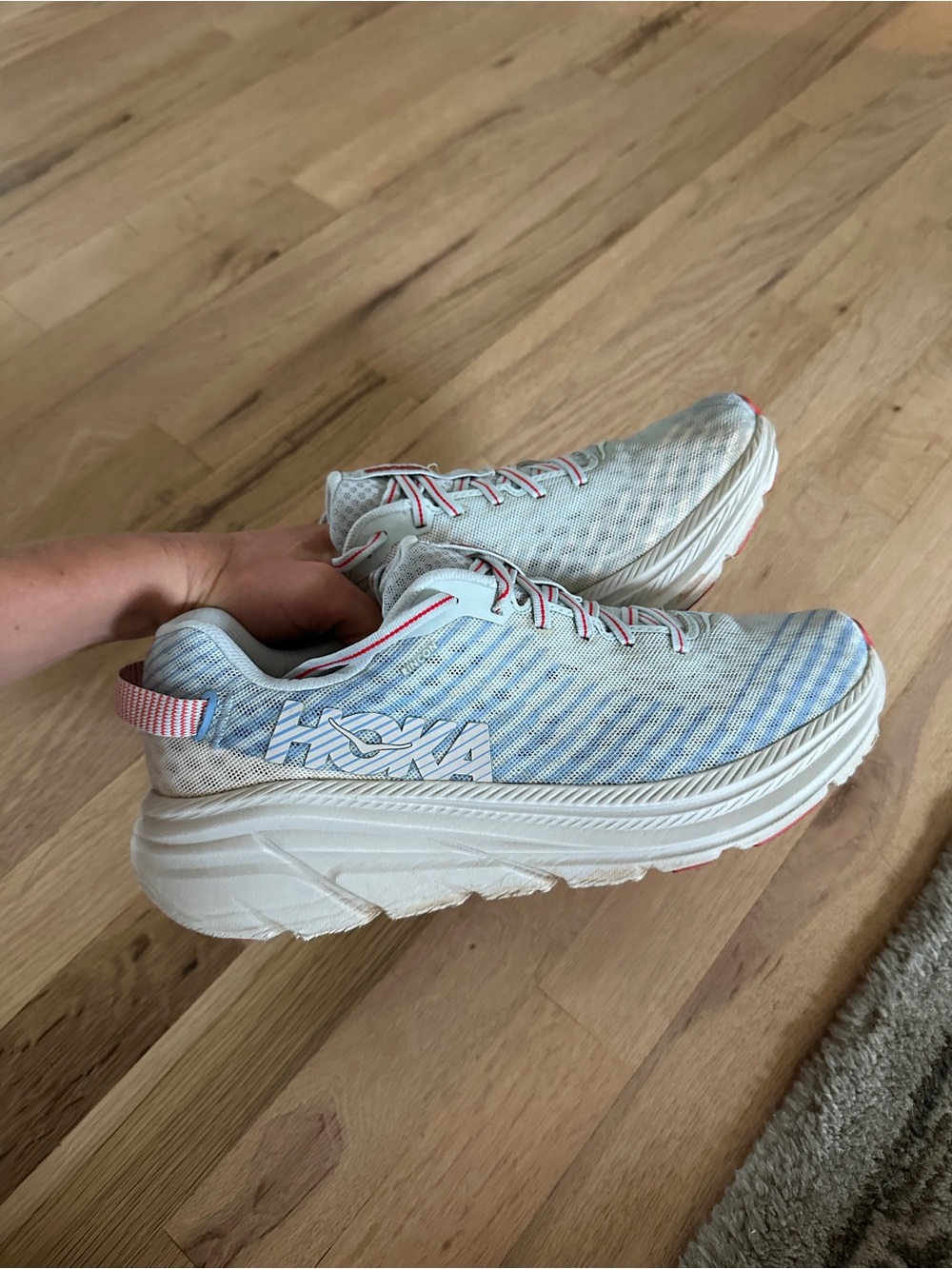 Hoka Rincon Running Shoes Women's Size 10 White Blue